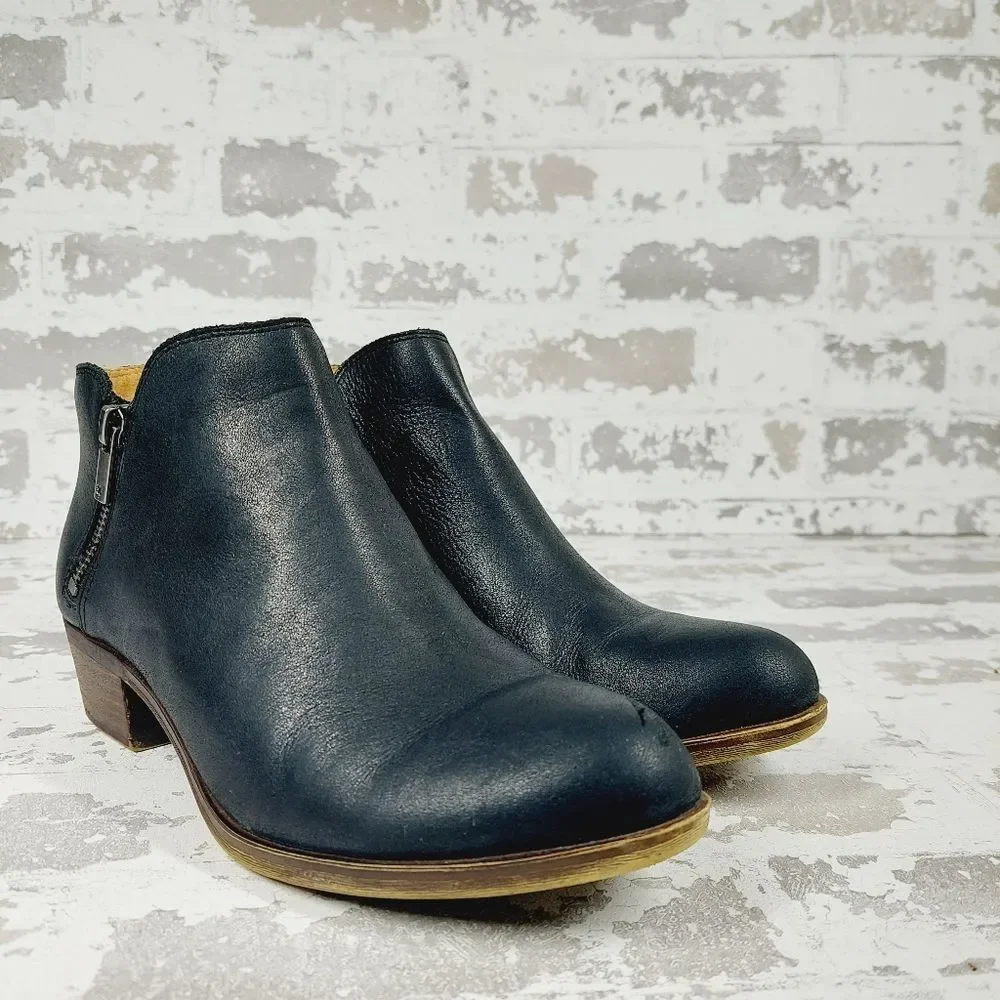 Licky Brand Black Leather Ankle Boots - Side Zip 8